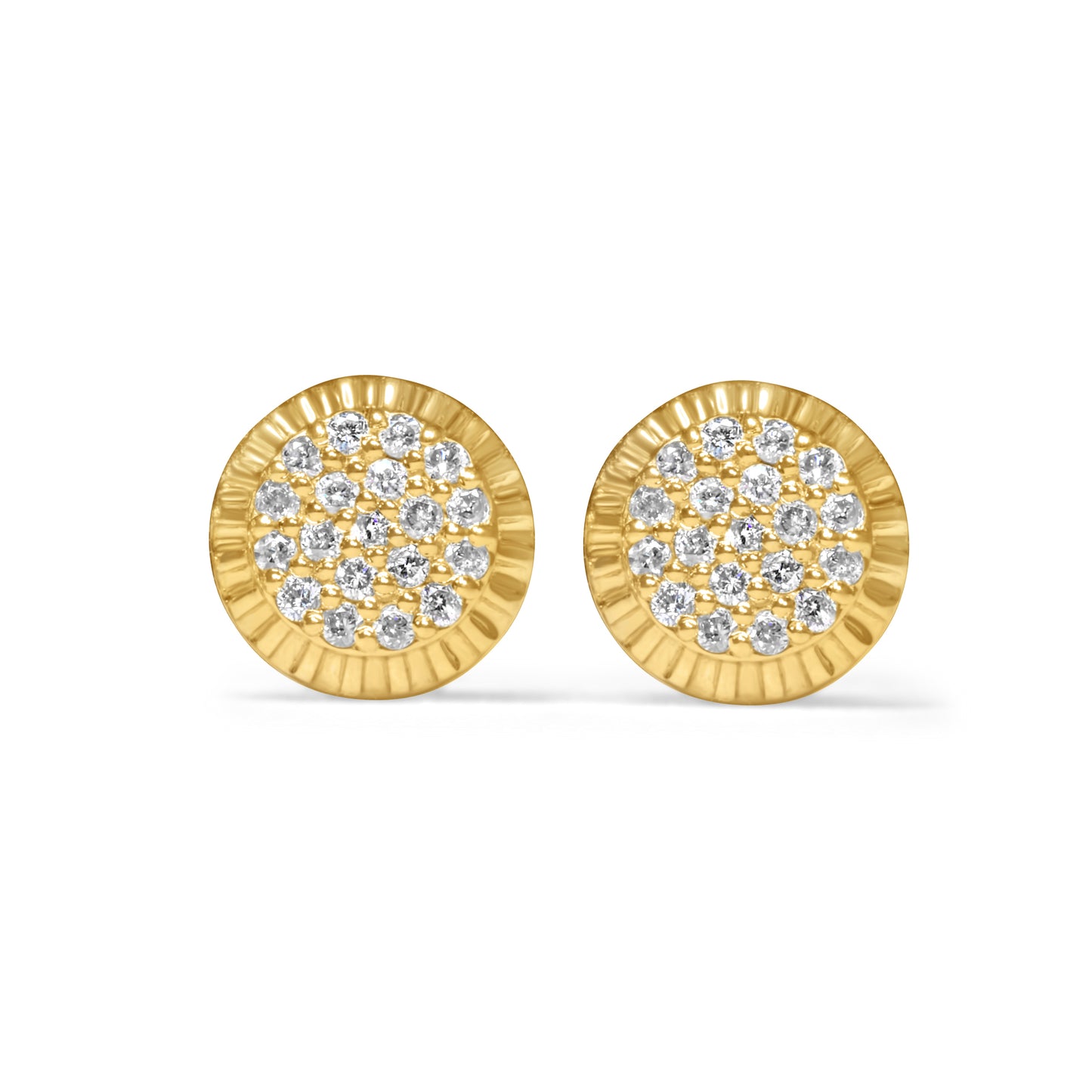 14k Yellow Gold Round with Fluted Bezel Diamond Earring 0.26 CTW