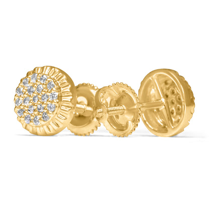 14k Yellow Gold Round with Fluted Bezel Diamond Earring 0.26 CTW