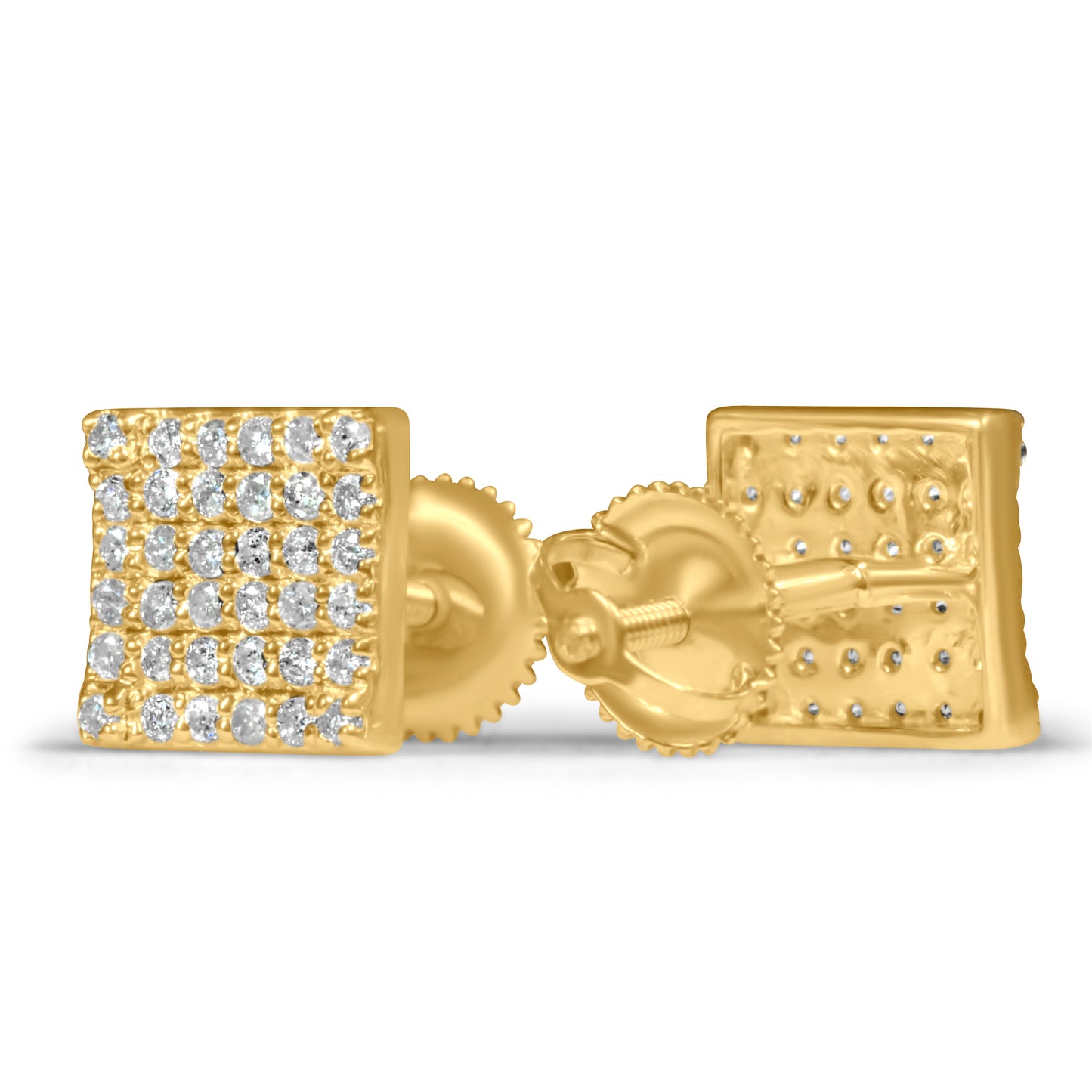 14k Yellow Gold Square Diamond Earring 0.47 CTW