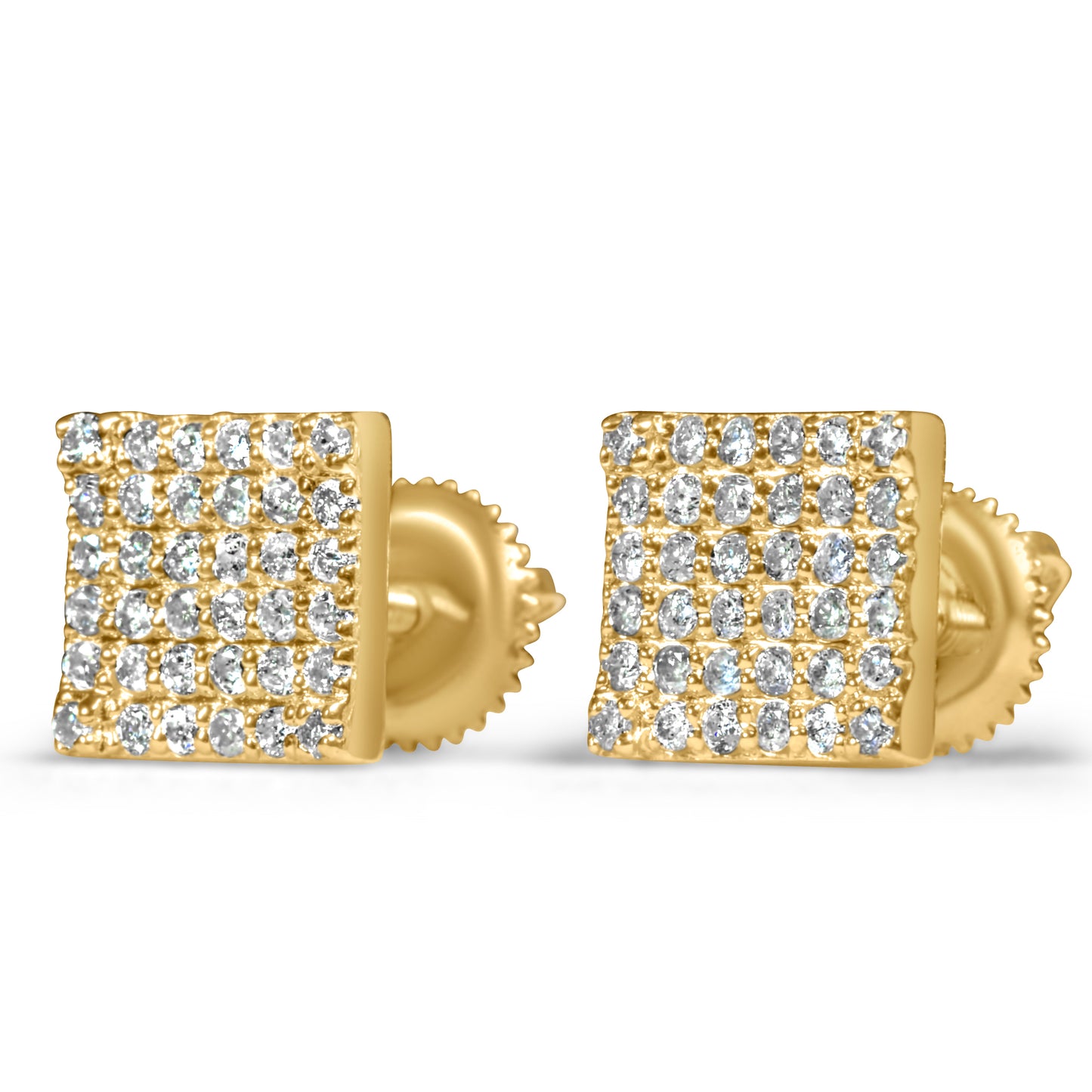 14k Yellow Gold Square Diamond Earring 0.47 CTW