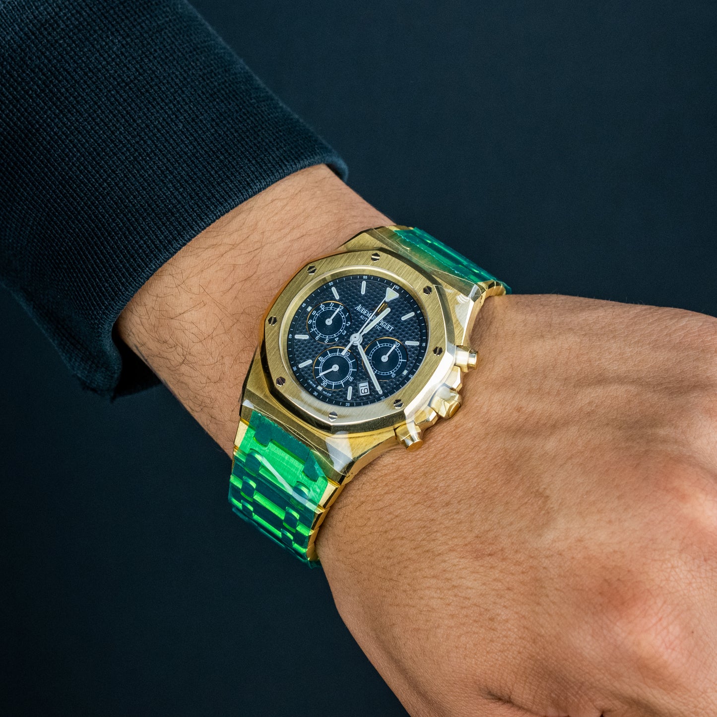 Audemars Piguet Royal Oak 39mm Yellow Gold, Chronograph, Rare Kasparov Blue Dial (DISCONTINUED) Ref. 26022BA