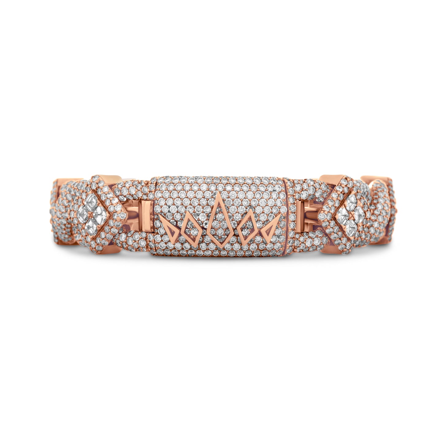 14k Rose Gold Royal Asscher Cut Diamond Bracelet 26.63 ctw