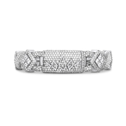 14k White Gold Royal Asscher Cut Diamond Bracelet 26.63 ctw