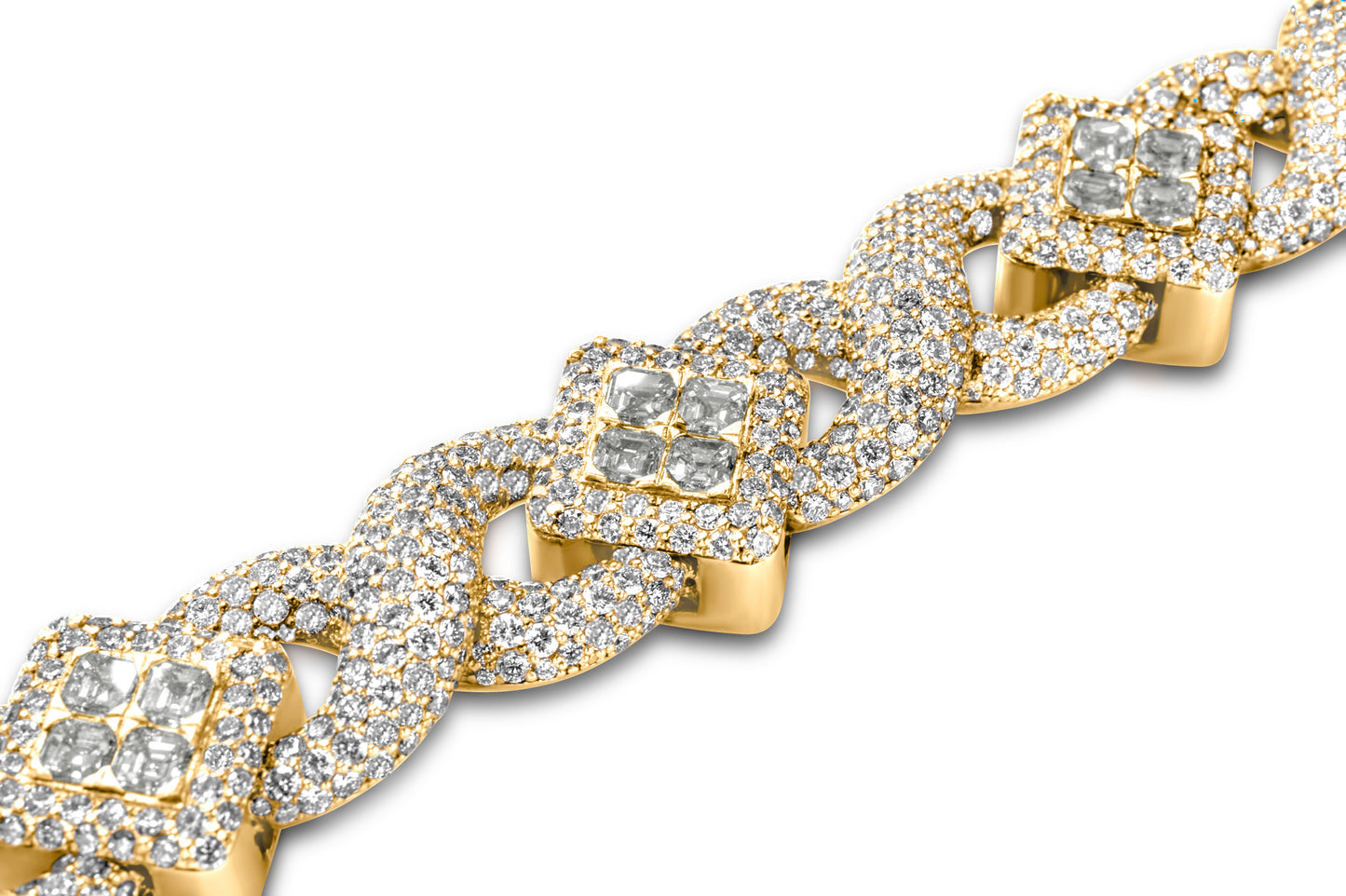 14k Gold Royal Asscher Cut Diamond Bracelet 26.63ctw