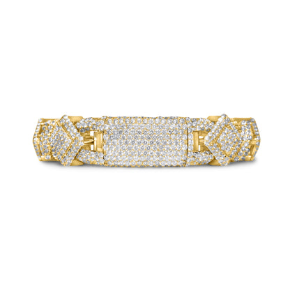 10k Yellow Gold Square Infinity Link Asscher Diamond Bracelet 19.22 ctw