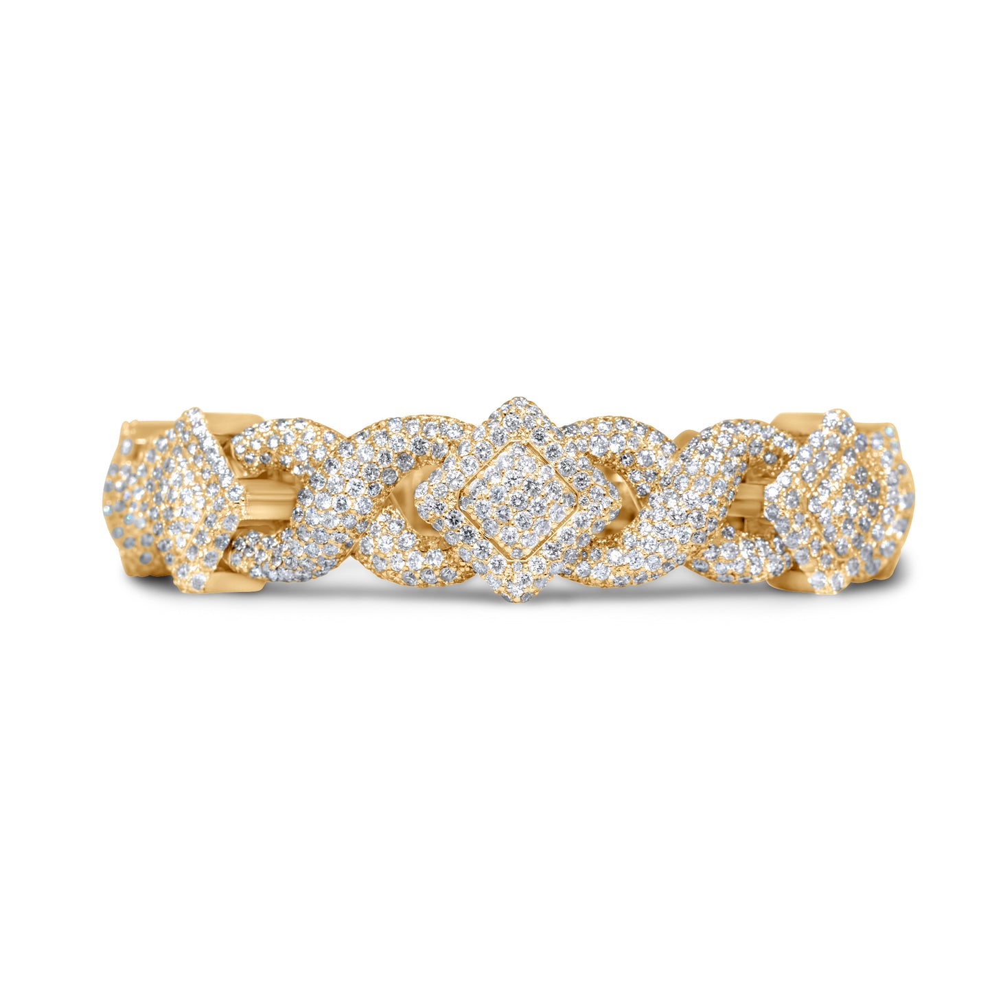 10k Yellow Gold Square Infinity Link Asscher Diamond Bracelet 19.22 ctw