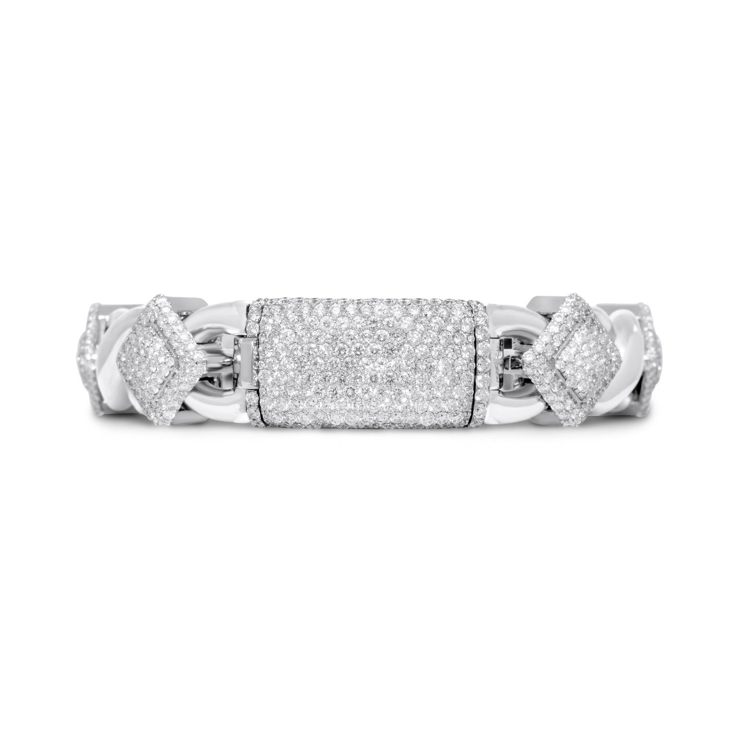 10k White Gold Square Infinity Link Asscher Diamond Bracelet 8.91 ctw