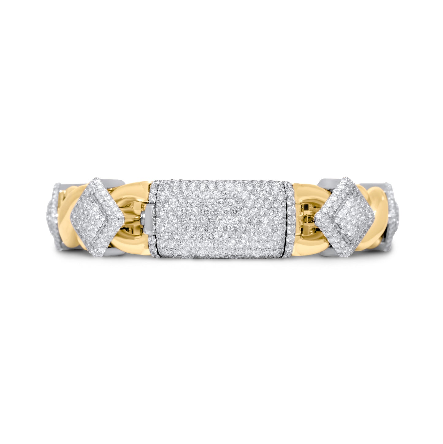 10k Yellow & White Gold Square Infinity Link Asscher Diamond Bracelet 8.91 ctw