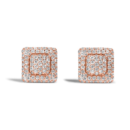 10k Rose Gold Square Earrings 0.75ctw