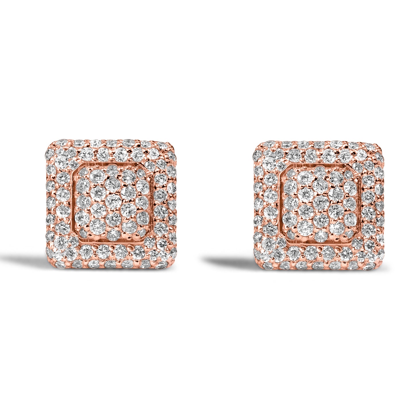 10k Rose Gold Square Earrings 1.75ctw