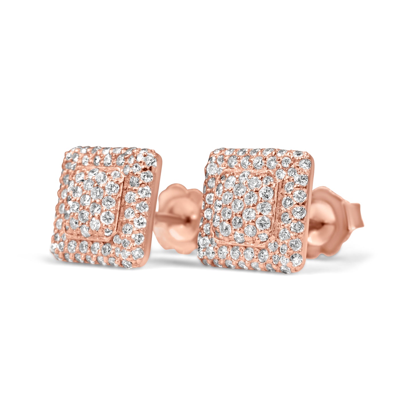 10k Rose Gold Square Earrings 0.75ctw