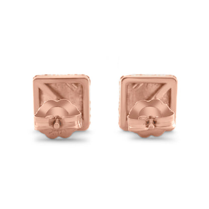 10k Rose Gold Square Earrings 0.75ctw