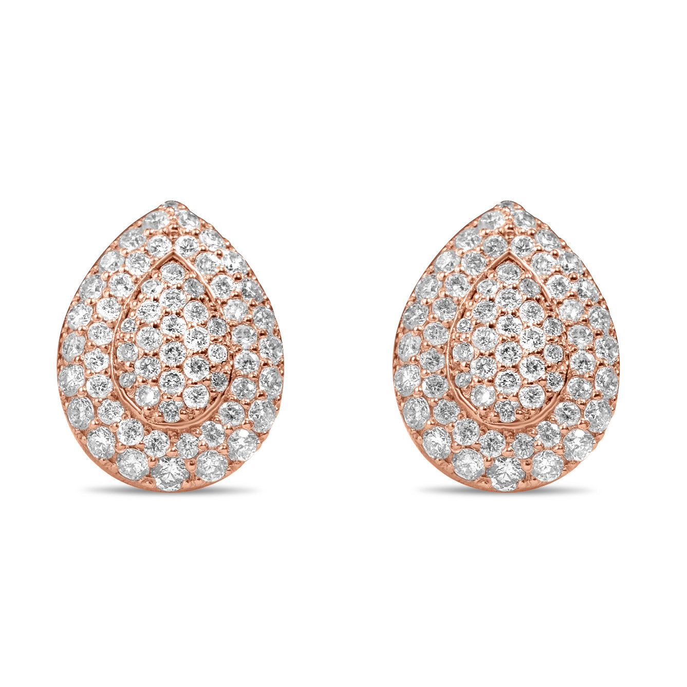 10k Rose Gold Pear Earrings 1.75ctw