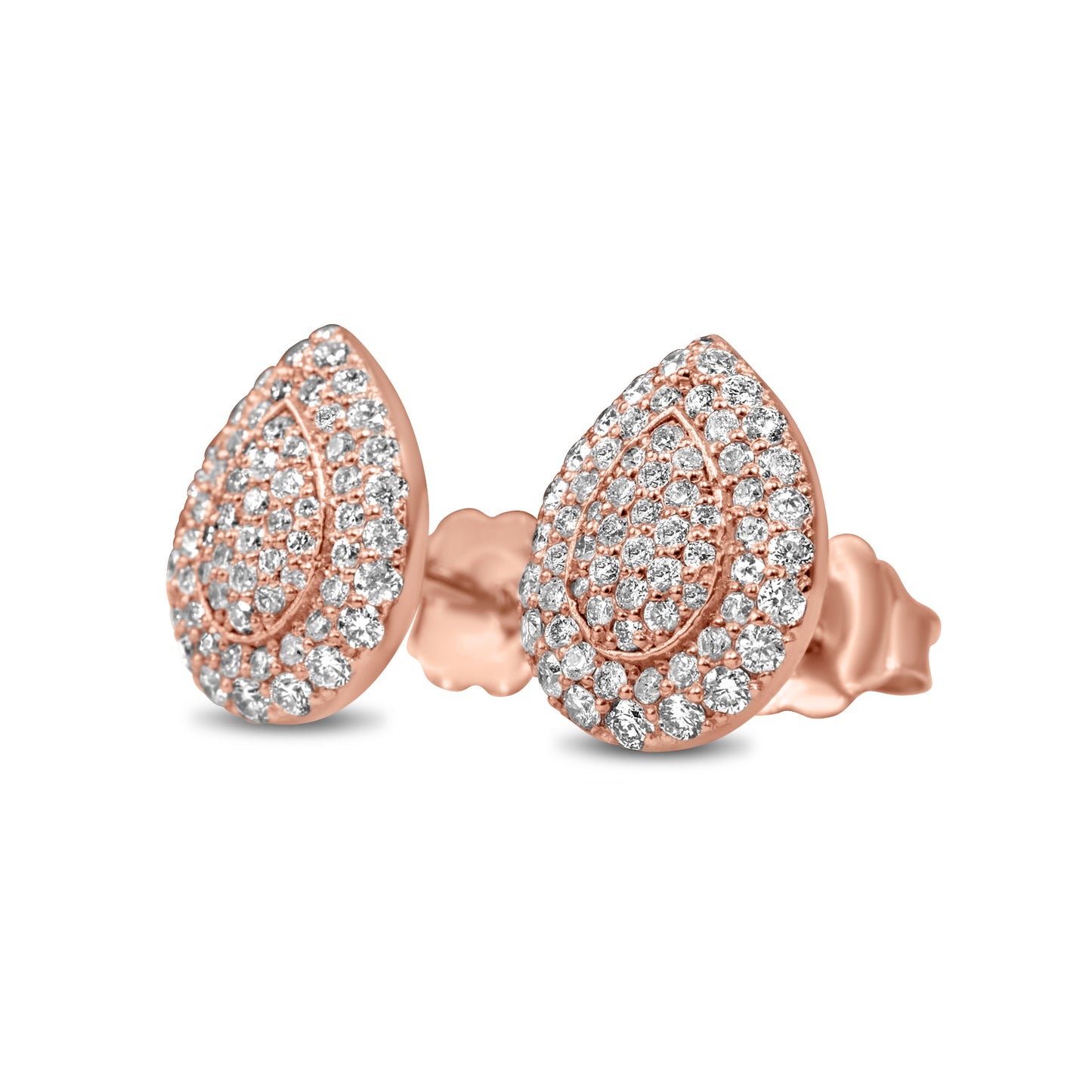 10k Rose Gold Pear Earrings .75ctw