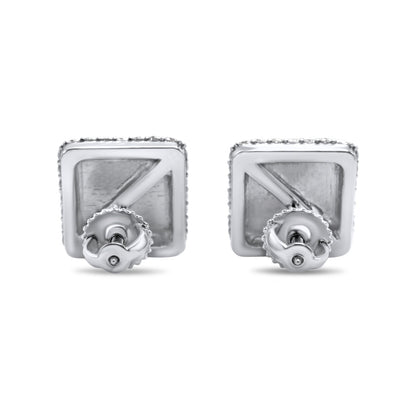 10k White Gold Square Earrings 1.75ctw