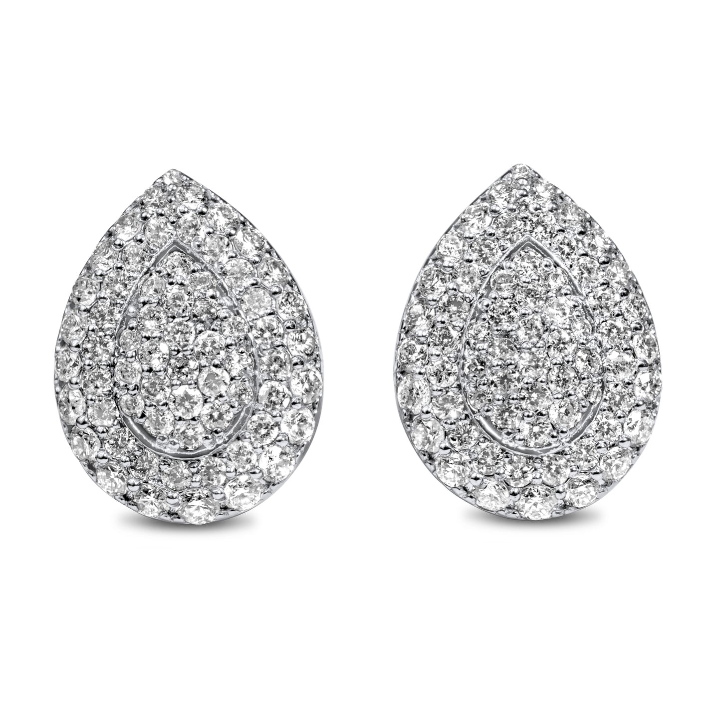 10k White Gold Pear Earrings 1.75ctw