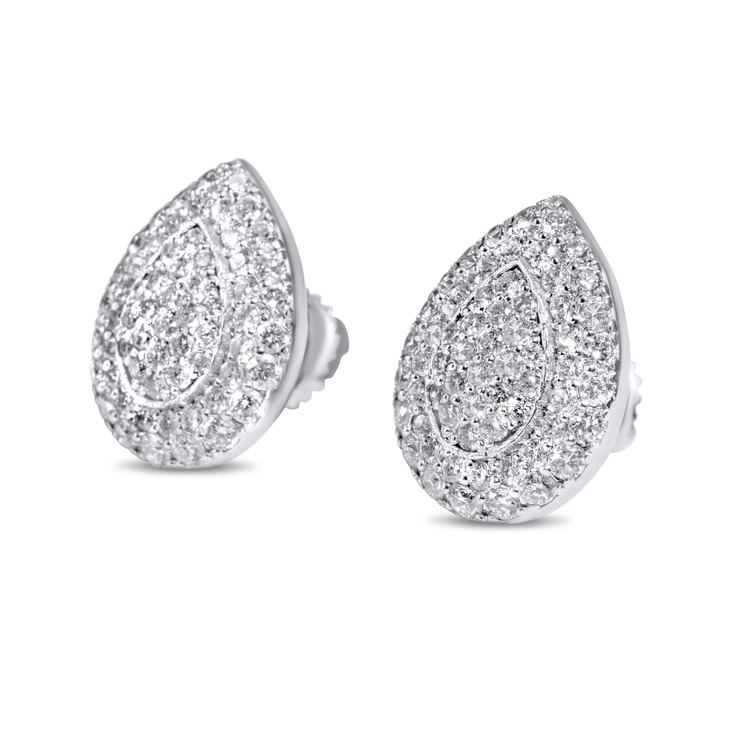 10k White Gold Pear Earrings .75ctw