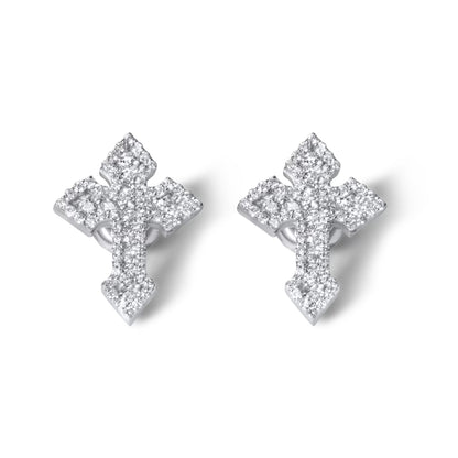 10K Gold Diamond Cross Earrings 0.70 ctw