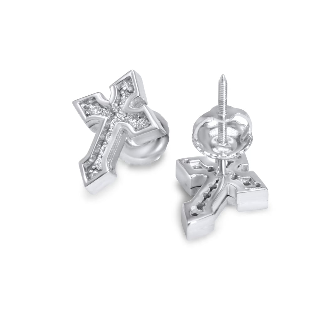 10K White Gold Diamond Cross Earrings 0.25 ctw