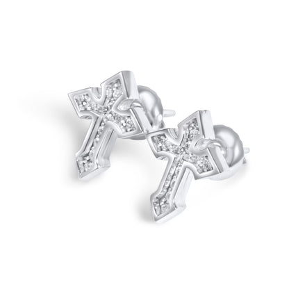 10K White Gold Diamond Cross Earrings 0.25 ctw