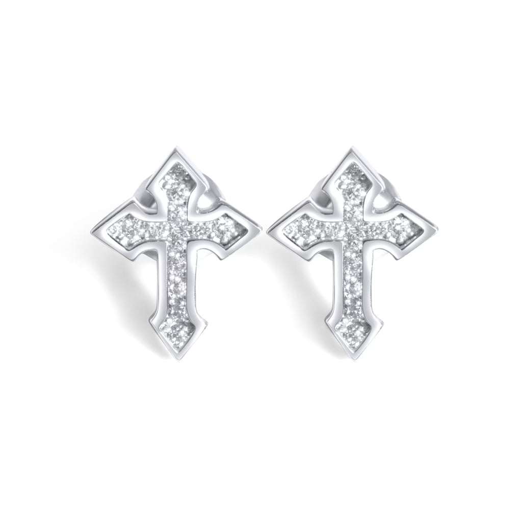 10K White Gold Diamond Cross Earrings 0.25 ctw