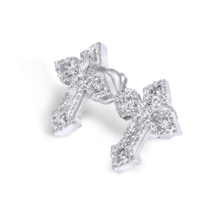 10K Gold Diamond Cross Earrings 0.70 ctw