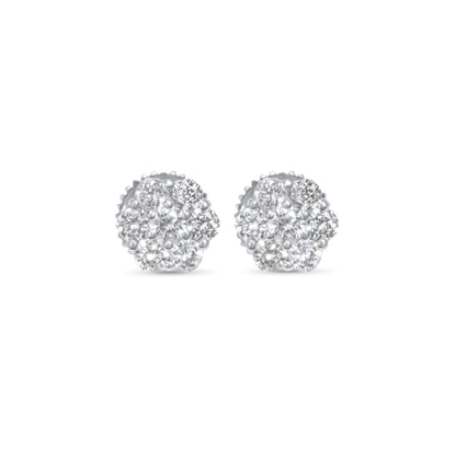 14K White Gold Cluster Earrings 0.68 ctw