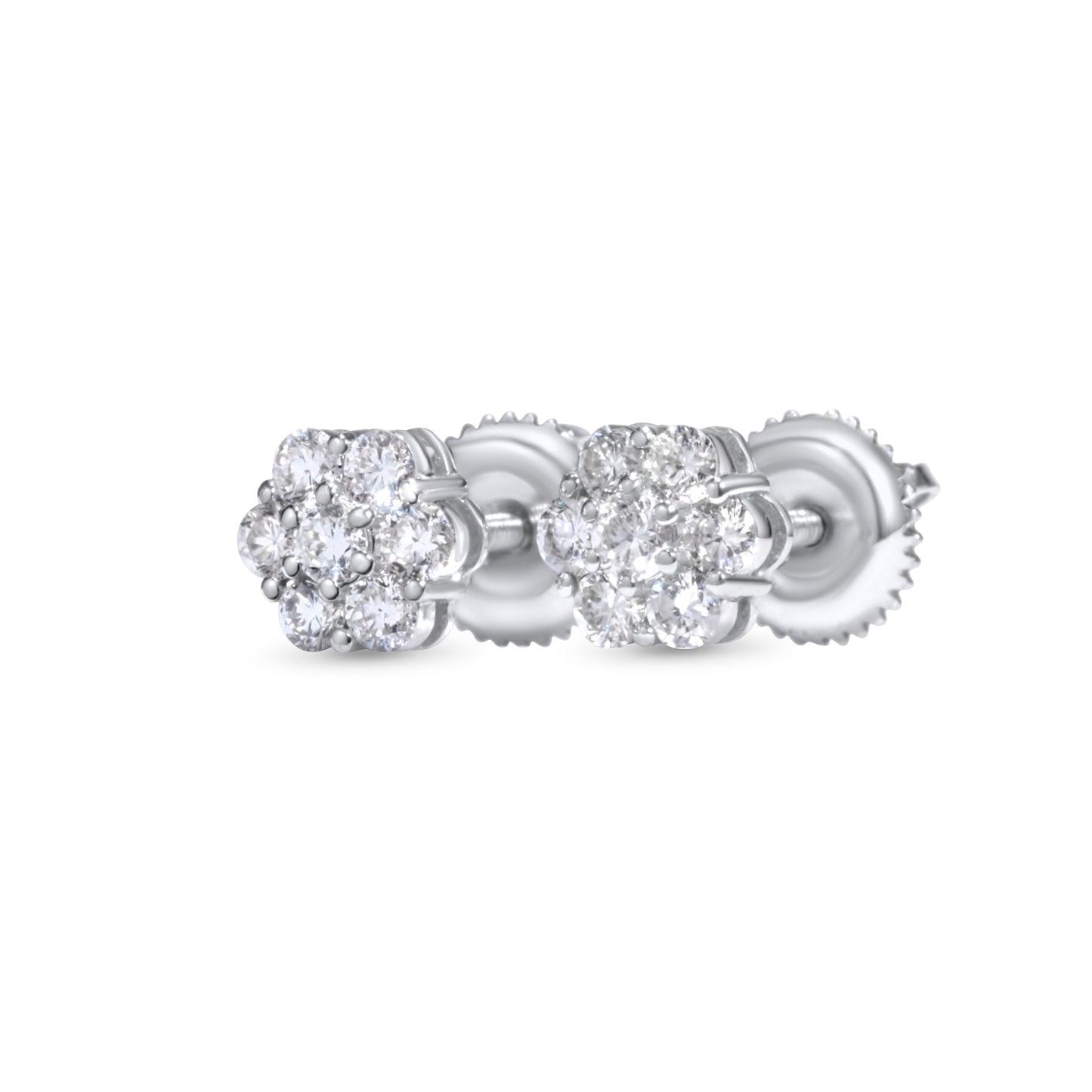 14K White Gold Cluster Earrings 0.65 ctw