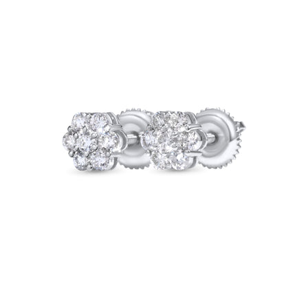 14K White Gold Cluster Earrings 0.68 ctw