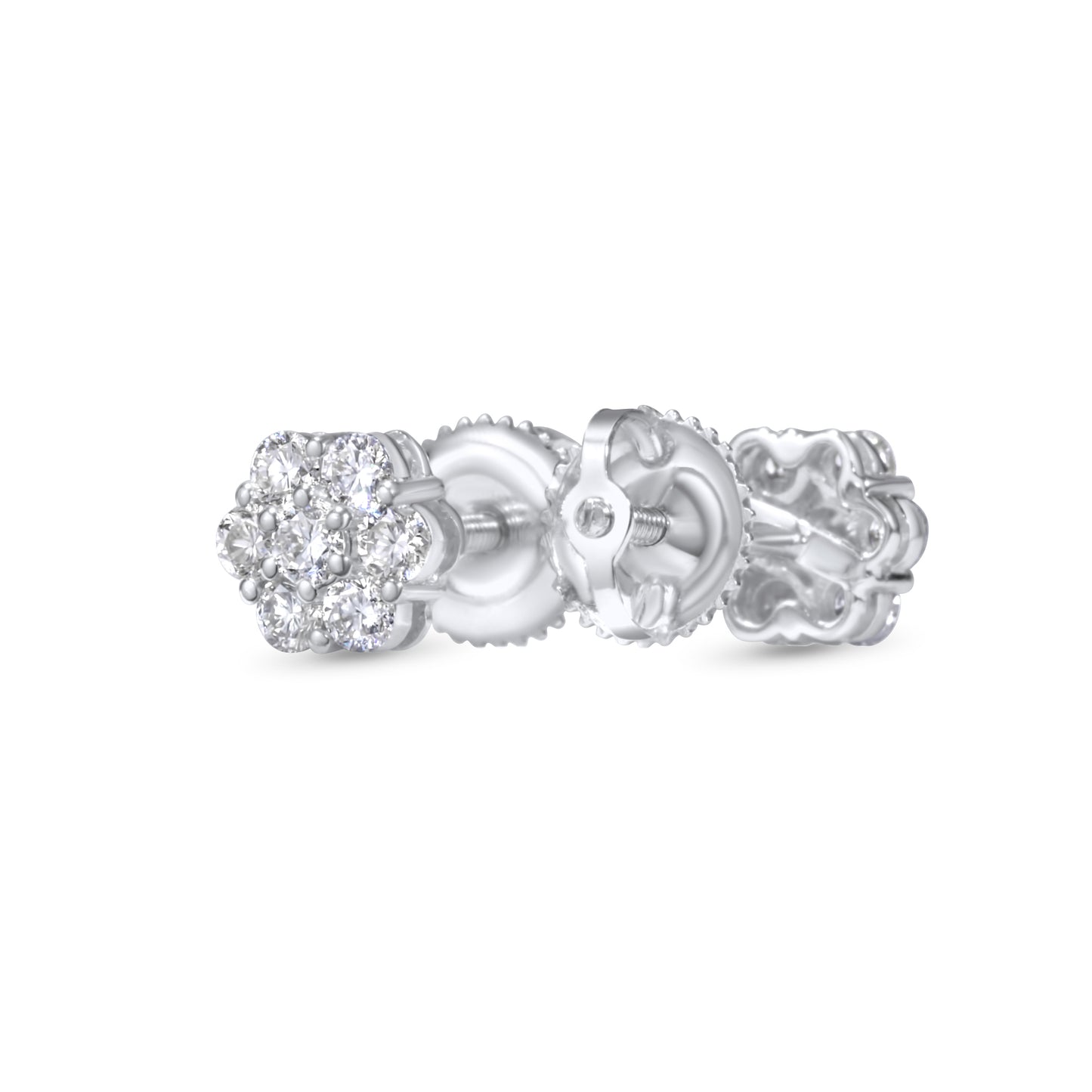 14K White Gold Cluster Earrings 0.65 ctw