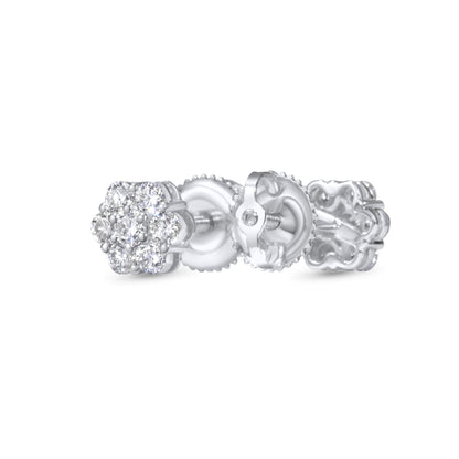 14K White Gold Cluster Earrings 0.68 ctw