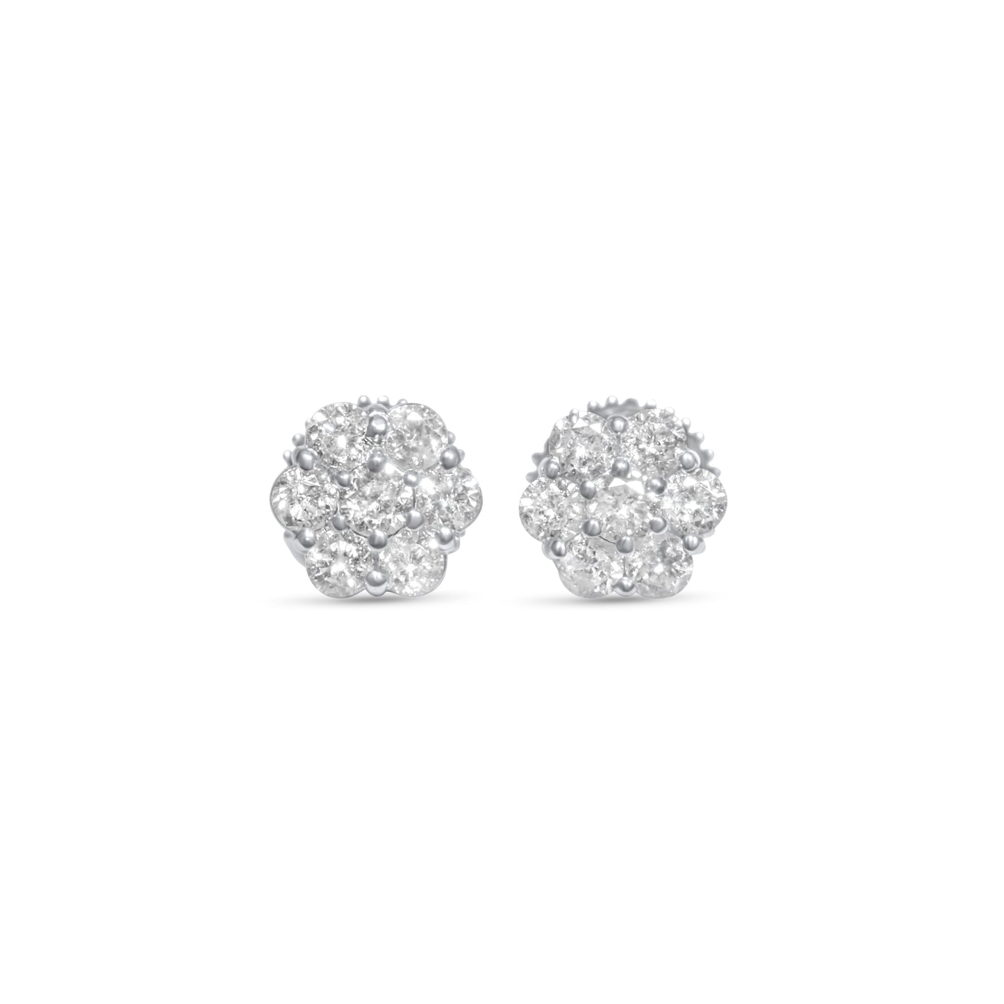 14K White Gold Cluster Earrings 0.58 ctw