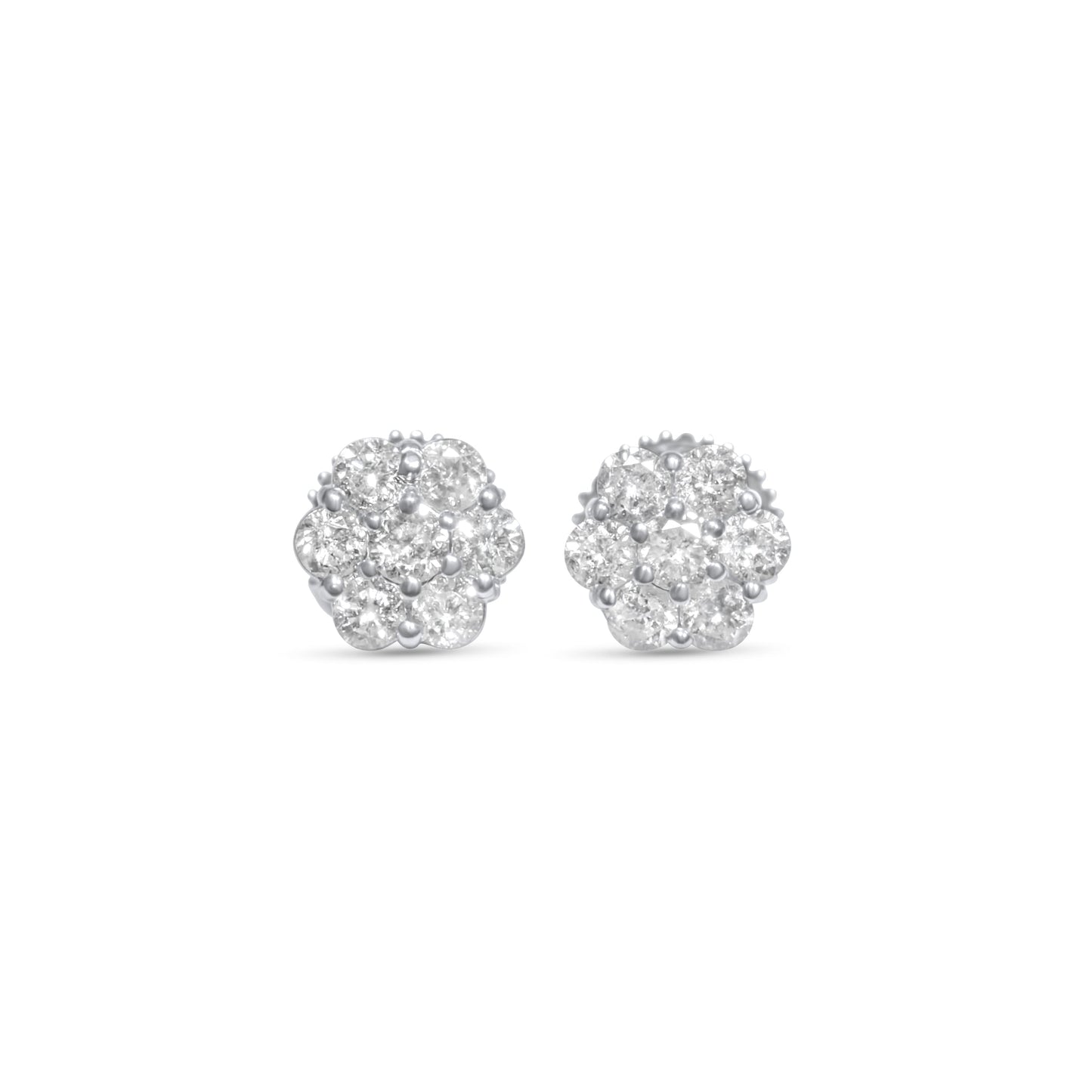 14K White Gold Cluster Earrings 0.59 ctw