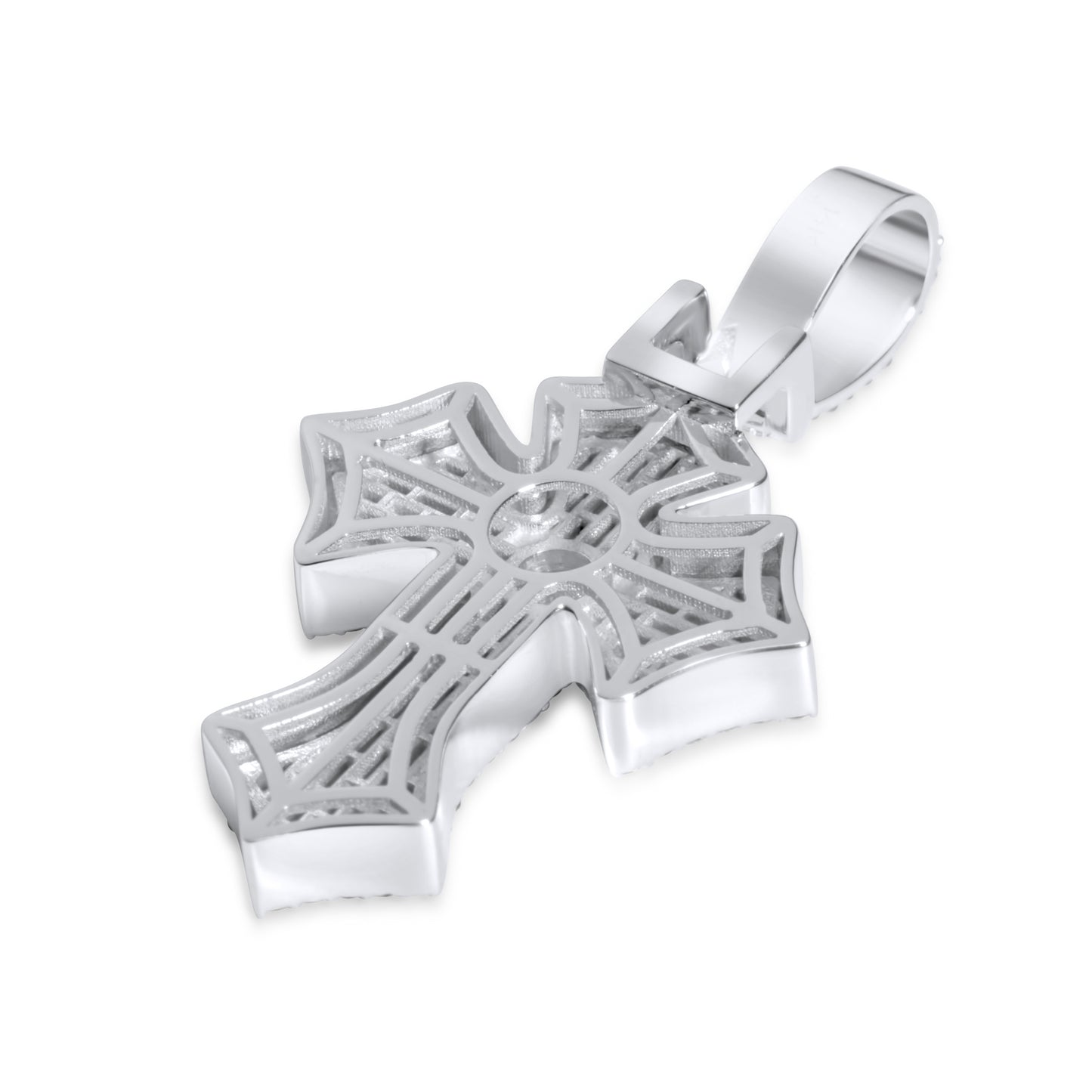 14k White Gold Diamond Baguette Cross Pendant 2.15 ctw