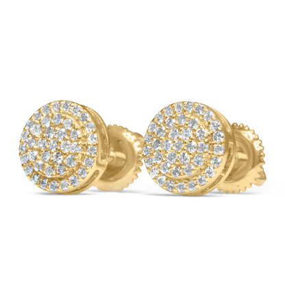 14k Yellow Gold Round Diamond Earrings 0.37 CTW