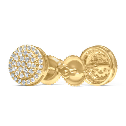 14k Yellow Gold Round Diamond Earrings 0.37 CTW