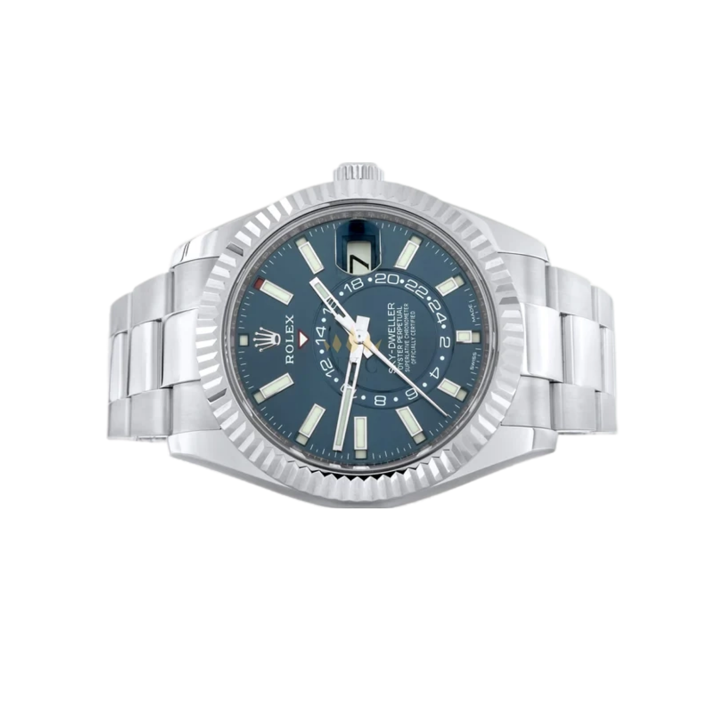 Rolex Sky-Dweller 42mm Stainless steel, 18k White Gold w. Fluted Bezel, Blue Dial, Oyster bracelet Ref. 326934 - Unworn