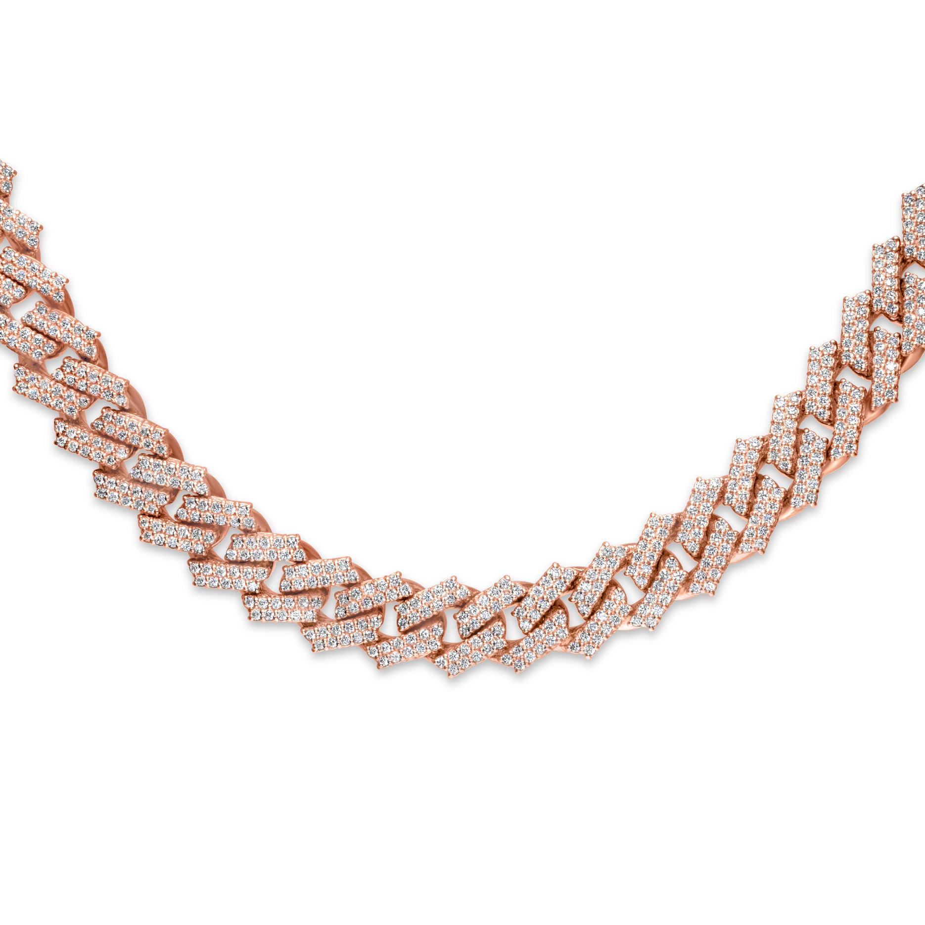 10k Solid Rose Gold Diamond Cuban Chain 12.5mm 24.50 ctw