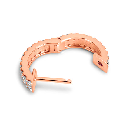 14k Rose Gold Diamond Hoop Earrings 1.5 ctw