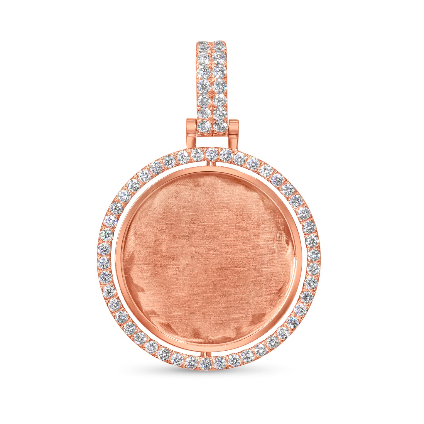 14K Rose Gold Diamond Spinning Picture Pendant 1.82 ctw