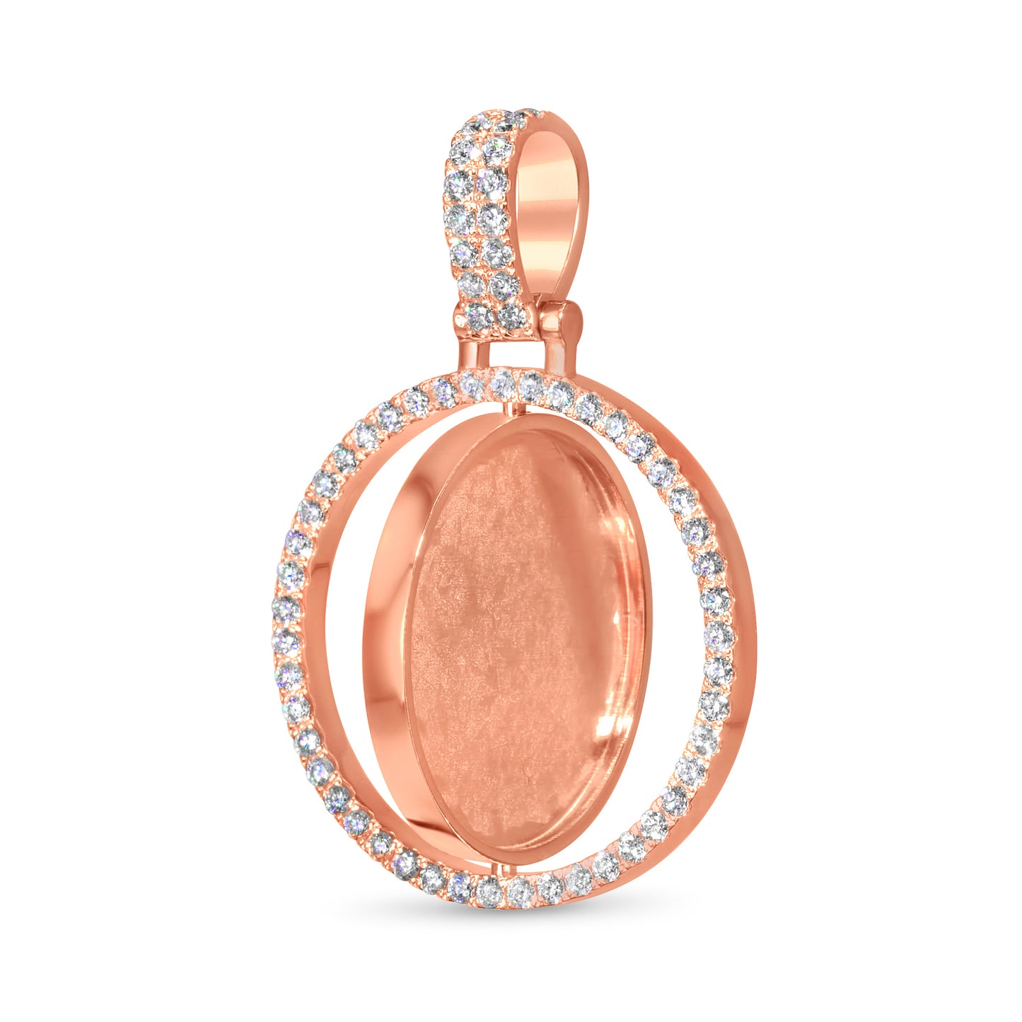 14K Rose Gold Diamond Spinning Picture Pendant 1.82 ctw