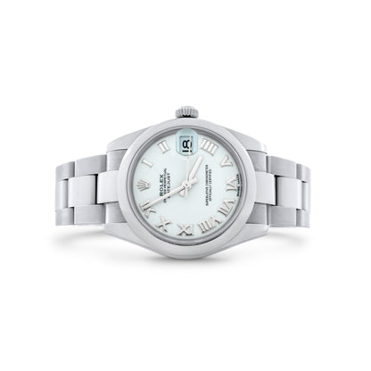 Rolex Datejust 26mm Ladies , Stainless Steel, Oyster Bracelet, Smooth Bezel, White Roman Dial Ref. 179160