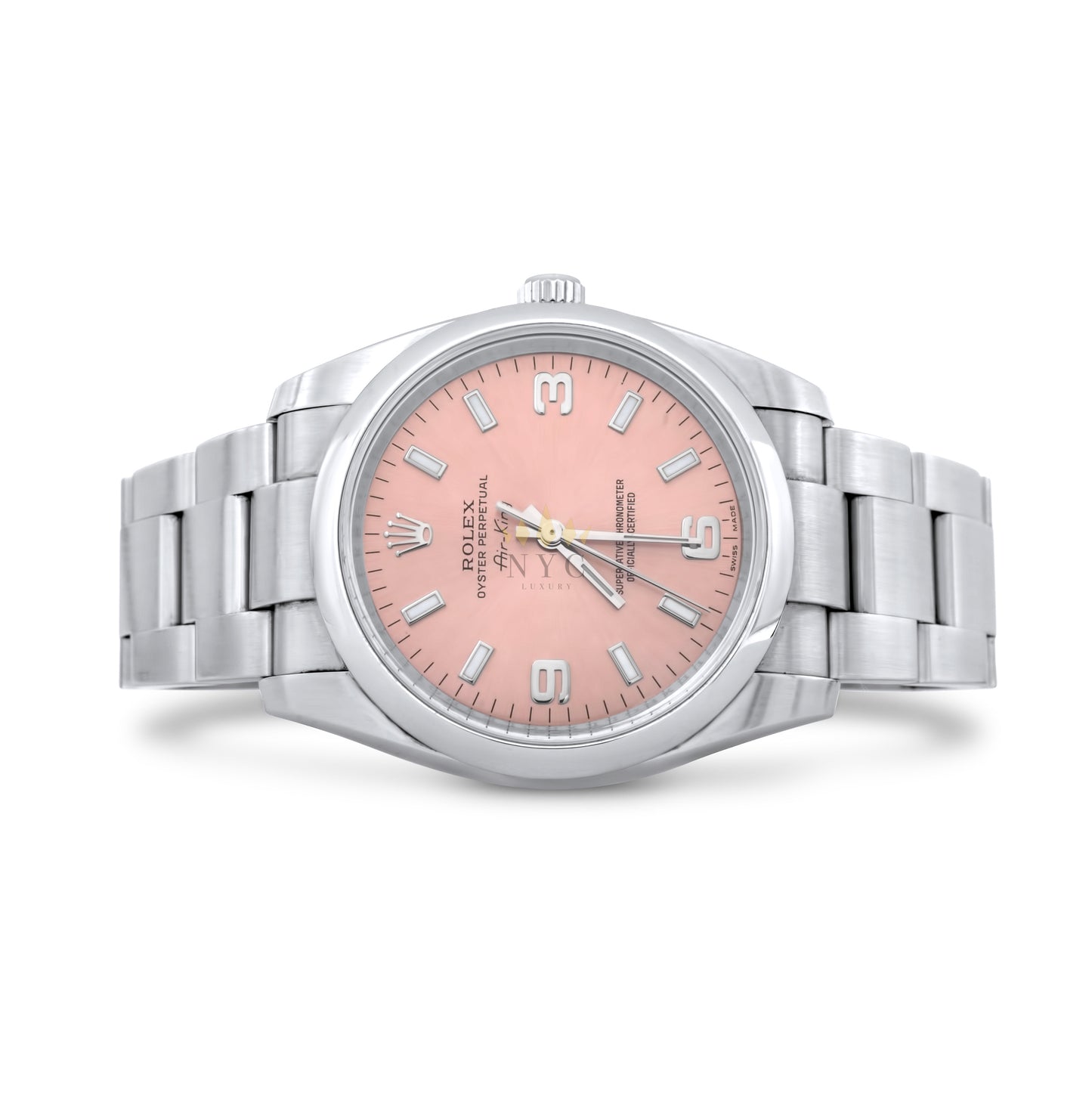 Rolex Air King Stainless Steel, Smooth Bezel, Oyster Bracelet, 34mm Watch, Salmon Dial, Ref. 14000