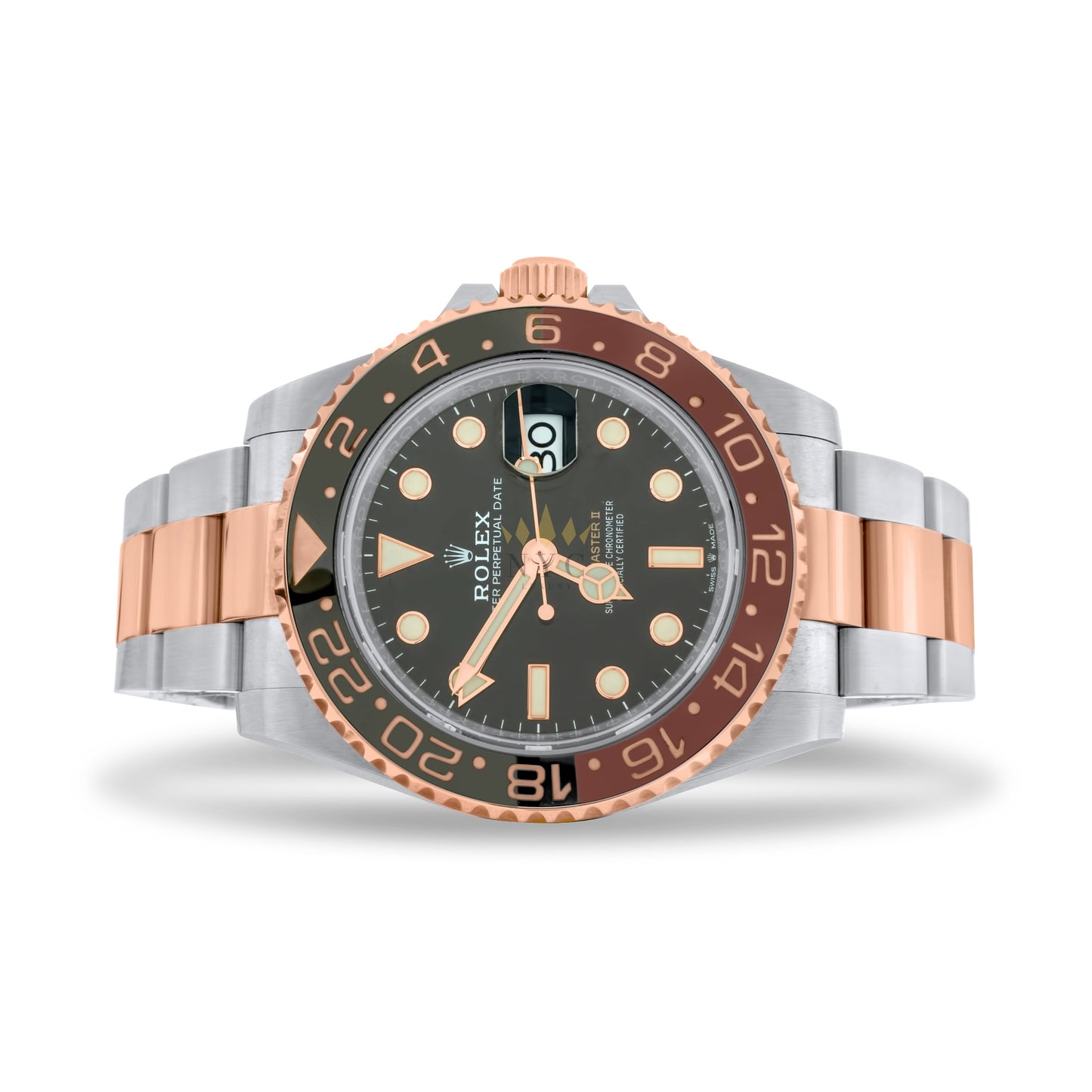 Rolex GMT Master II, Two Tone Rose Gold and Steel, Black and Brown "Root Beer" Bezel, black dial, Ref. 126711