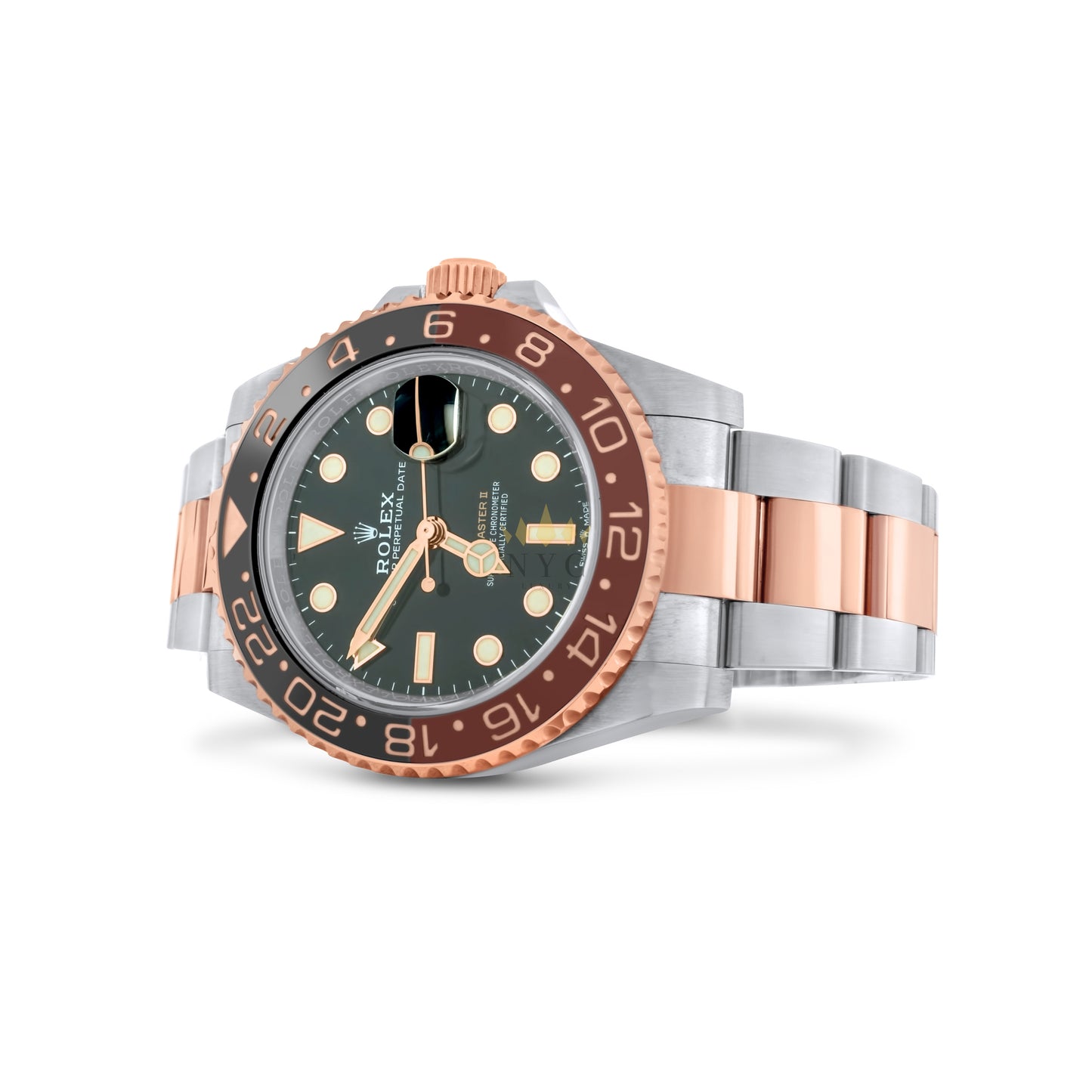 Rolex GMT Master II, Two Tone Rose Gold and Steel, Black and Brown "Root Beer" Bezel, black dial, Ref. 126711