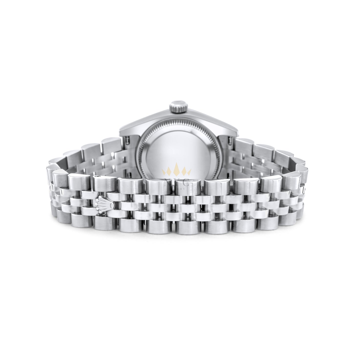 Rolex Ladies 26mm Datejust, Steel, White gold Fluted Bezel, Oyster Bracelet, Original White Diamond Dial, Ref. 179174