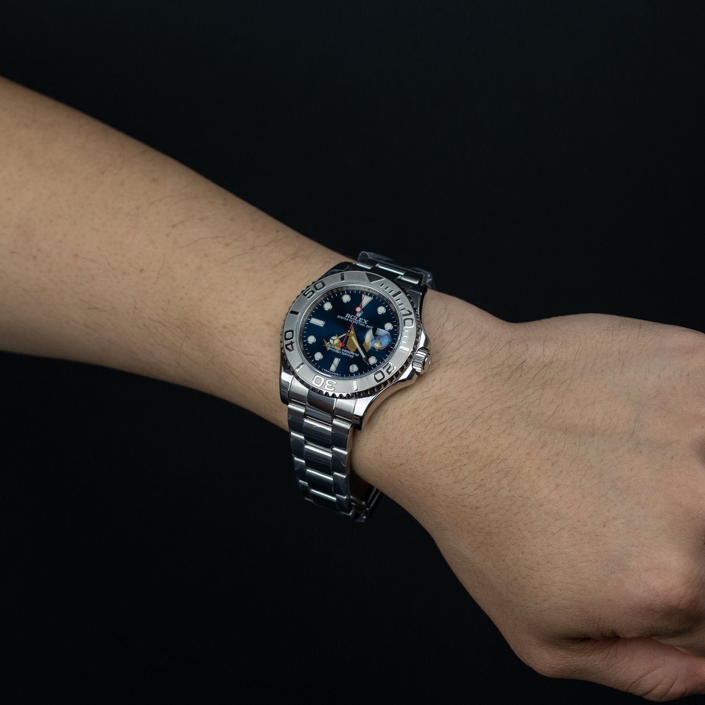 Rolex Yacht-Master 40mm Stainless Steel, Platinum Bezel, Blue Dial, Oyster Bracelet Ref. 116622 Pre-Owned