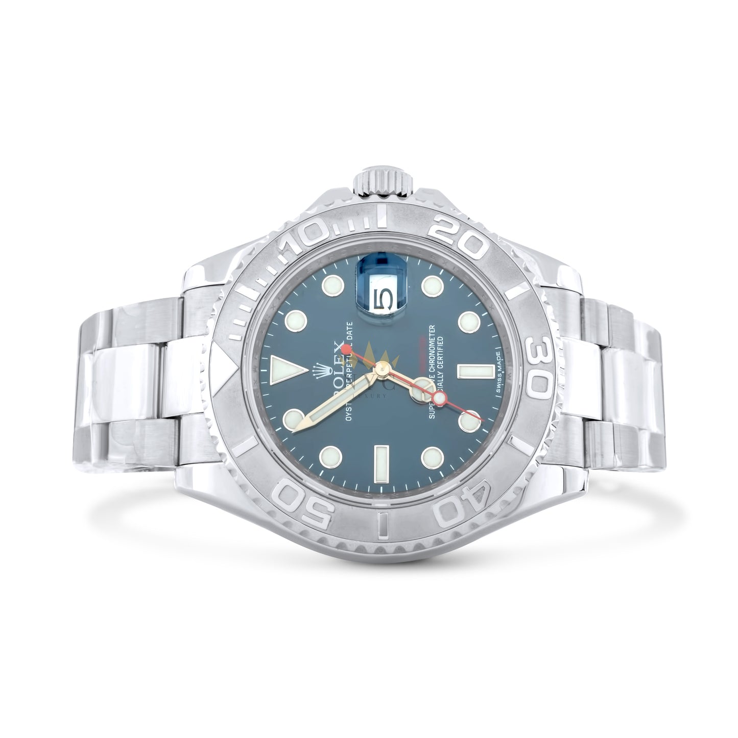 Rolex Yacht-Master 40mm Stainless Steel, Platinum Bezel, Blue Dial, Oyster Bracelet Ref. 116622 Pre-Owned