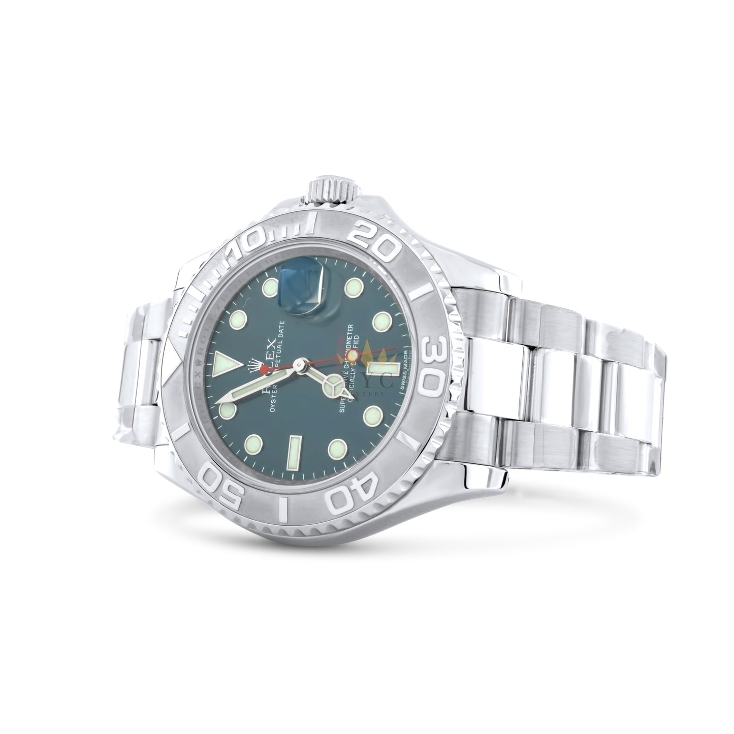 Rolex Yacht-Master 40mm Stainless Steel, Platinum Bezel, Blue Dial, Oyster Bracelet Ref. 116622 Pre-Owned