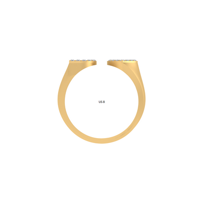 14K Gold letter D Ring 0.3 ctw